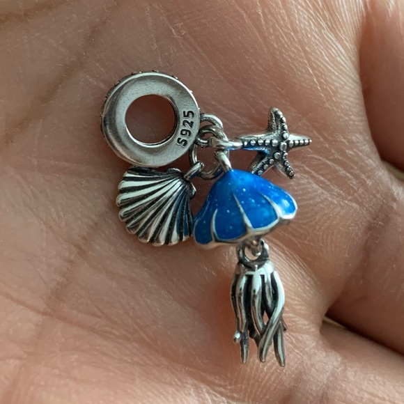 NWOT Glow in the Dark Lucky Jellyfish Dangle Charm 925 Sterling Silver Charm - Picture 8 of 10